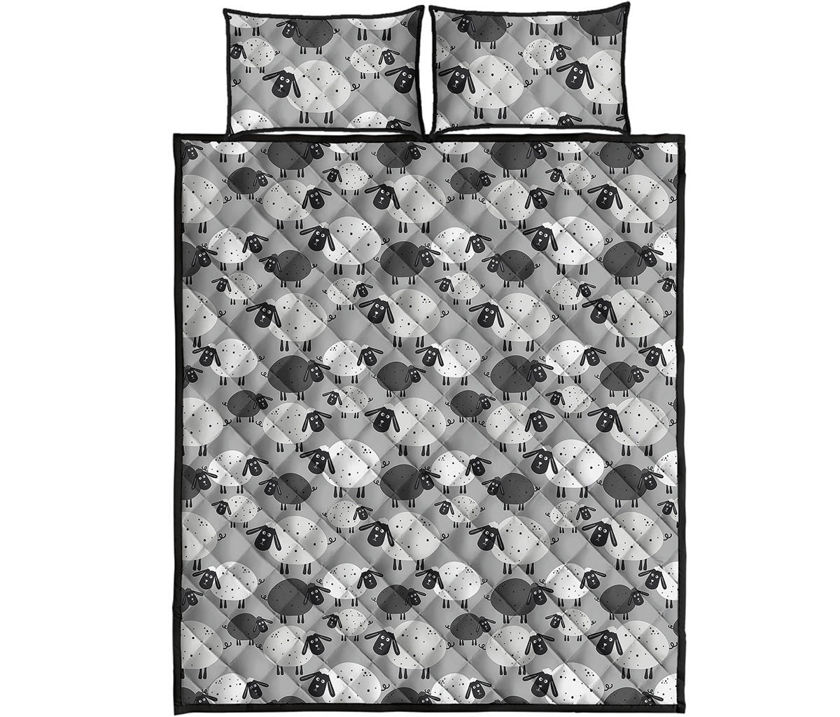 Doodle Sheep Pattern Print Quilt Bed Set