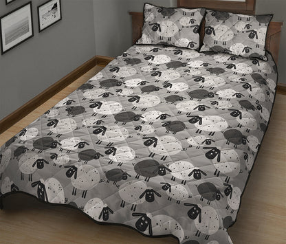 Doodle Sheep Pattern Print Quilt Bed Set