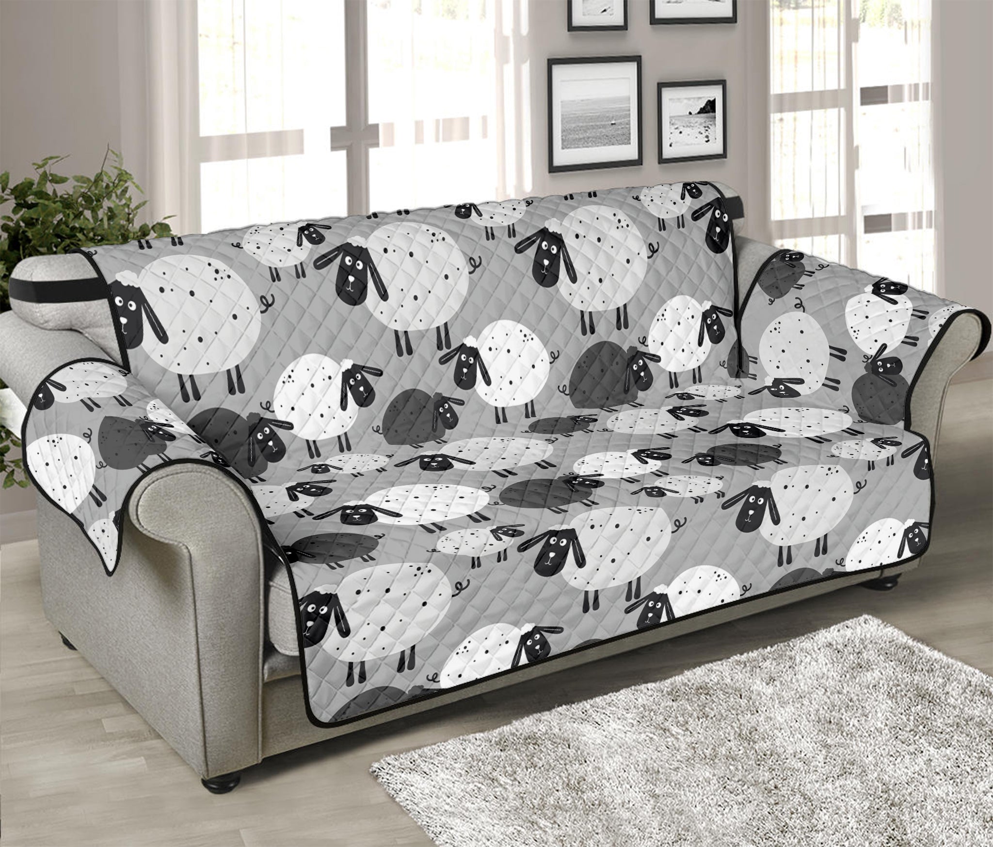 Doodle Sheep Pattern Print Sofa Protector