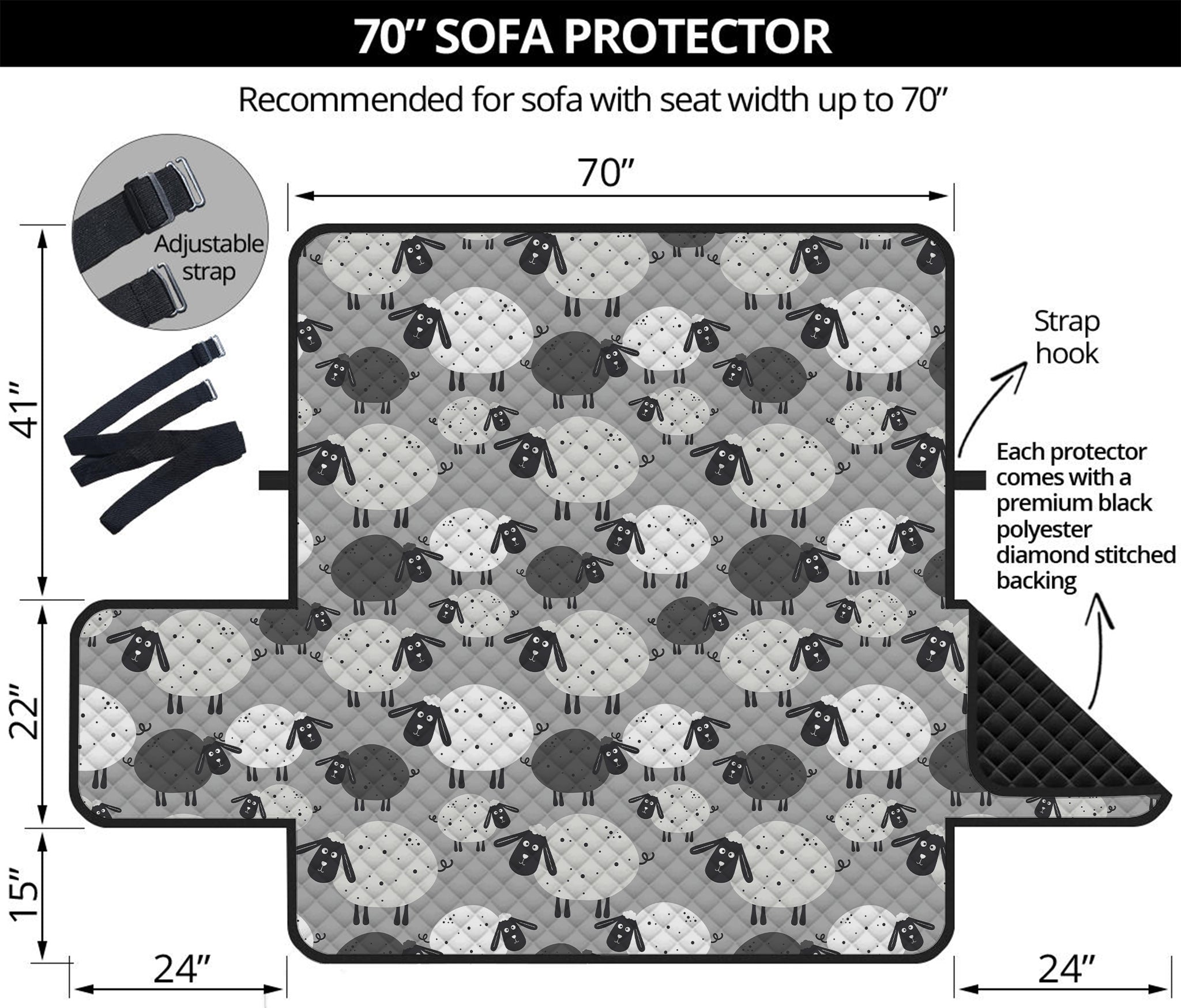 Doodle Sheep Pattern Print Sofa Protector