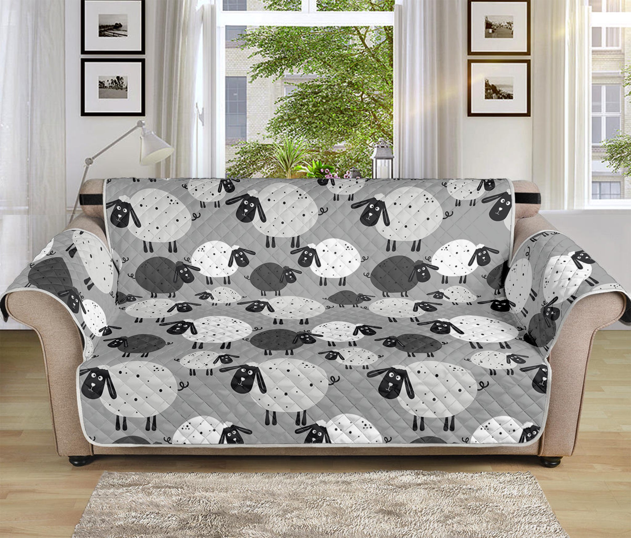 Doodle Sheep Pattern Print Sofa Protector