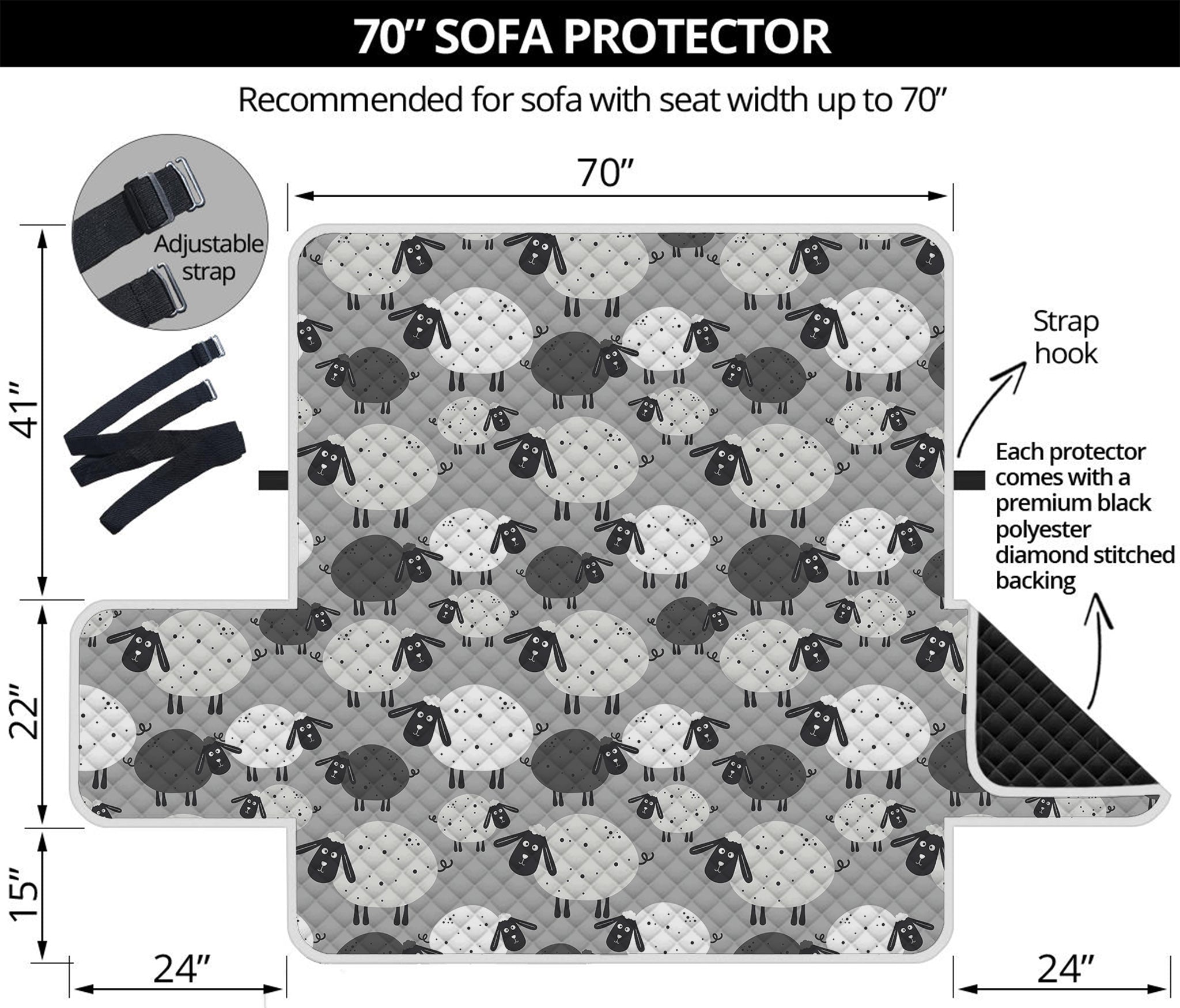 Doodle Sheep Pattern Print Sofa Protector