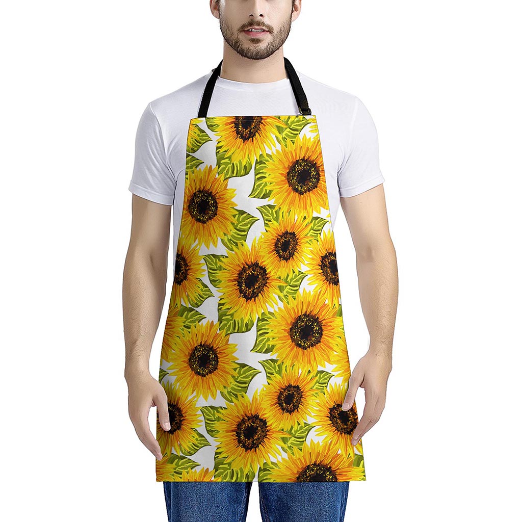 Doodle Sunflower Pattern Print Apron