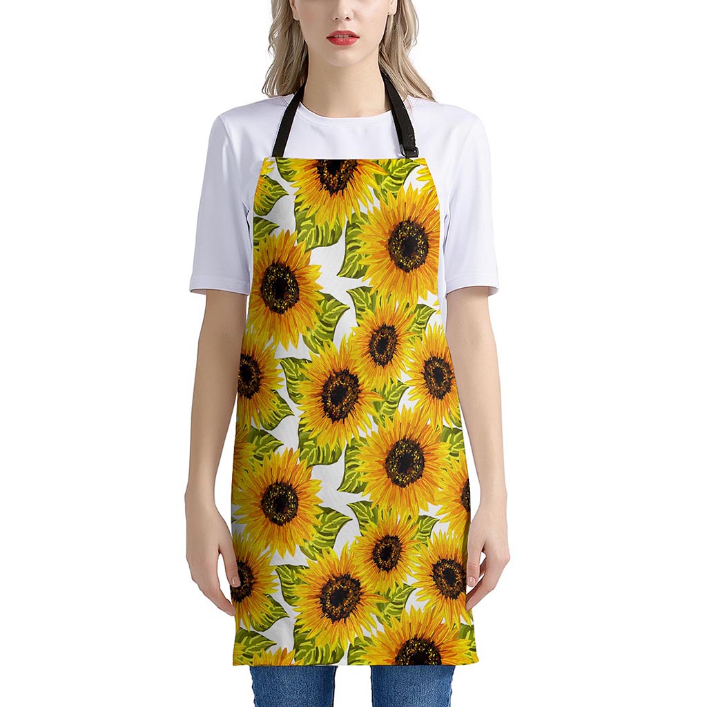 Doodle Sunflower Pattern Print Apron