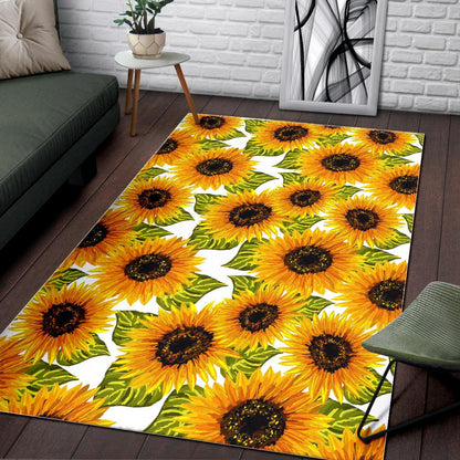 Doodle Sunflower Pattern Print Area Rug GearFrost
