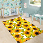 Doodle Sunflower Pattern Print Area Rug GearFrost