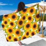Doodle Sunflower Pattern Print Beach Sarong Wrap