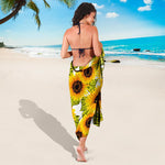 Doodle Sunflower Pattern Print Beach Sarong Wrap