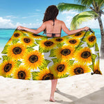 Doodle Sunflower Pattern Print Beach Sarong Wrap