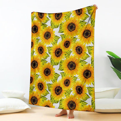 Doodle Sunflower Pattern Print Blanket