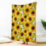 Doodle Sunflower Pattern Print Blanket