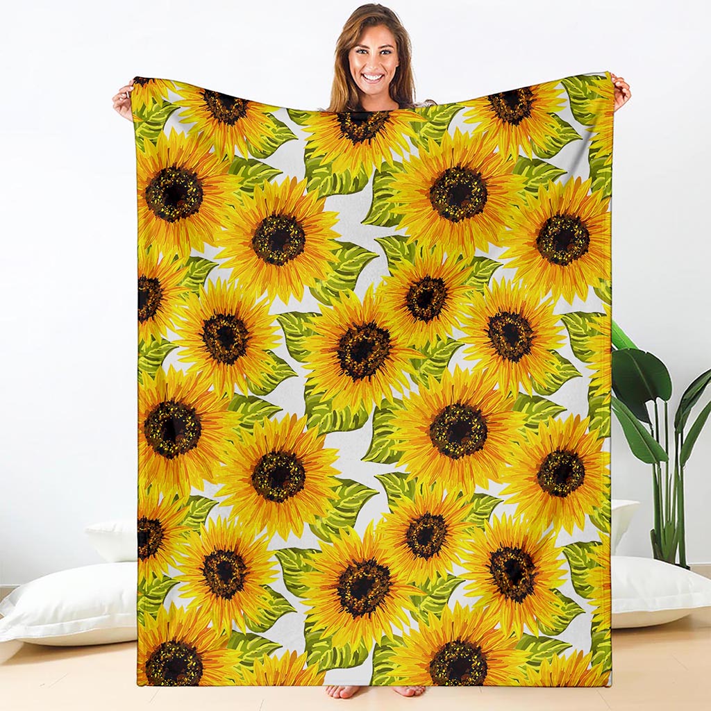 Doodle Sunflower Pattern Print Blanket