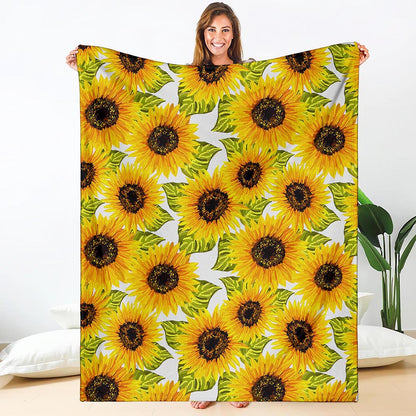 Doodle Sunflower Pattern Print Blanket
