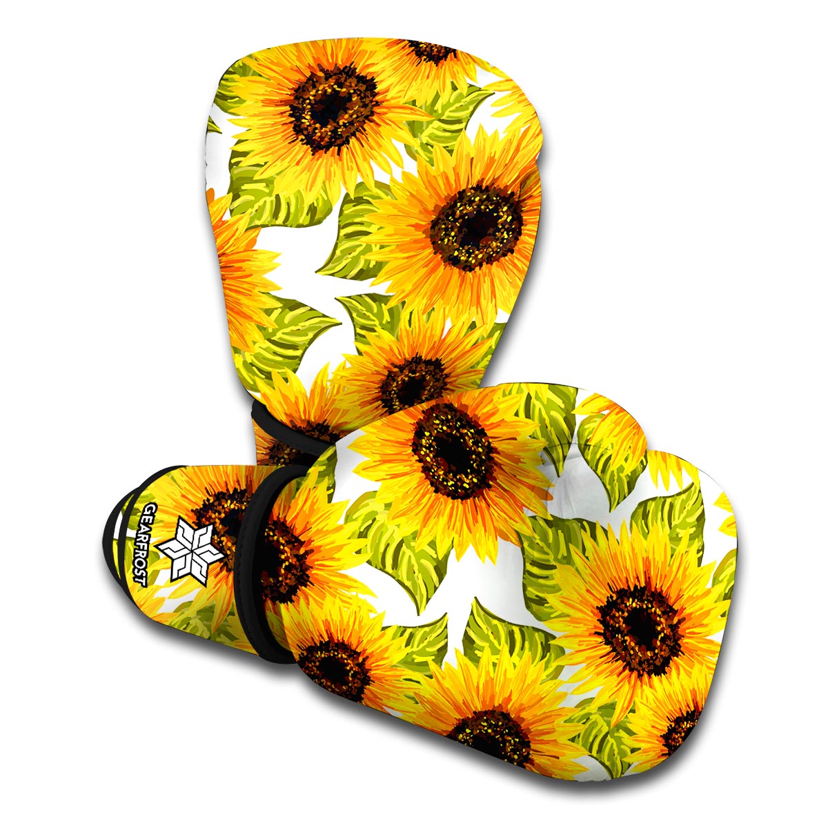 Doodle Sunflower Pattern Print Boxing Gloves