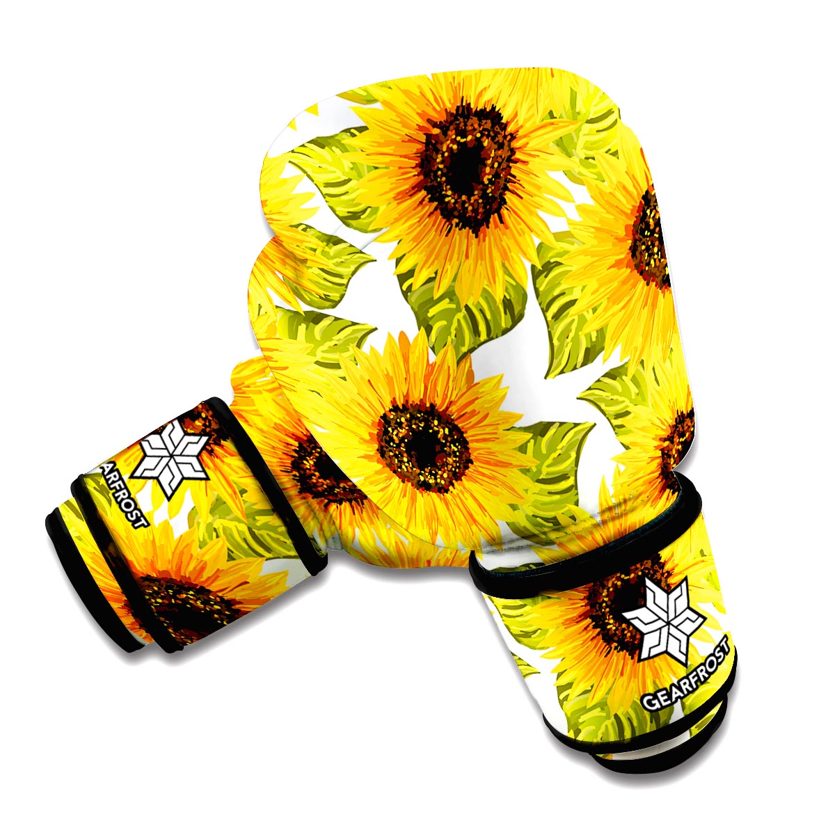 Doodle Sunflower Pattern Print Boxing Gloves