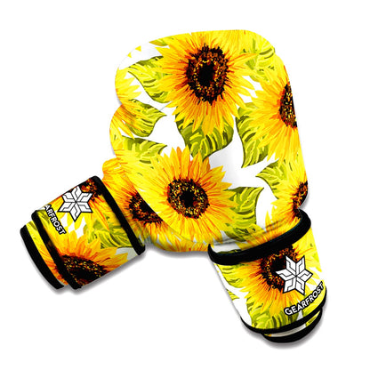 Doodle Sunflower Pattern Print Boxing Gloves