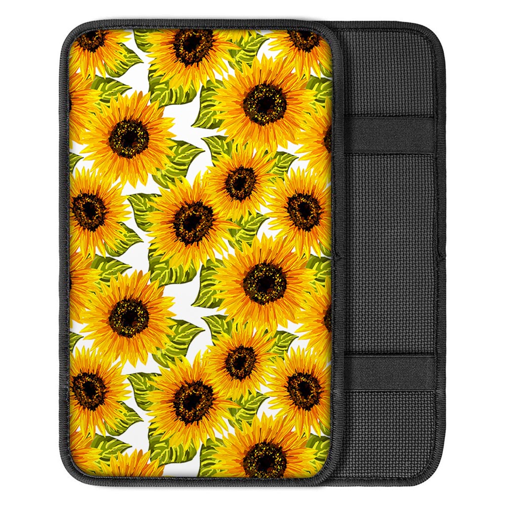 Doodle Sunflower Pattern Print Car Center Console Cover