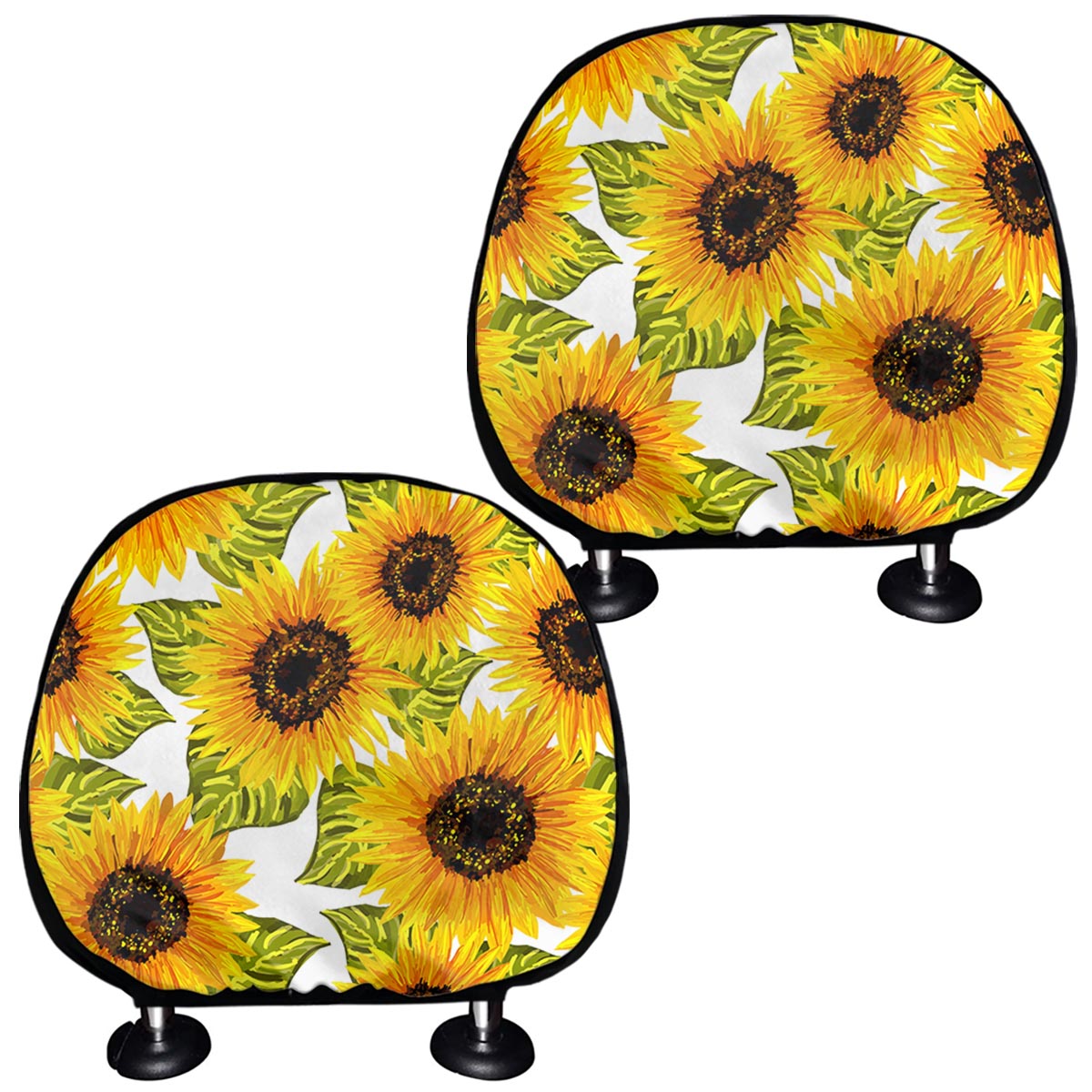 Doodle Sunflower Pattern Print Car Headrest Covers