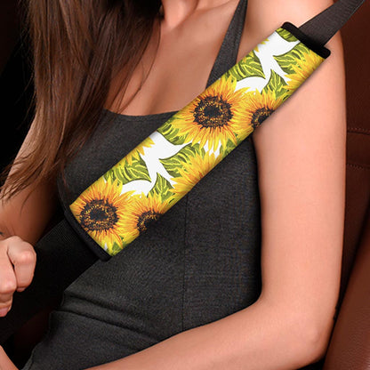 Doodle Sunflower Pattern Print Car Seat Belt Covers