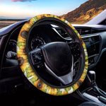Doodle Sunflower Pattern Print Car Steering Wheel Cover