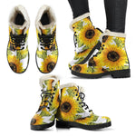 Doodle Sunflower Pattern Print Comfy Boots GearFrost