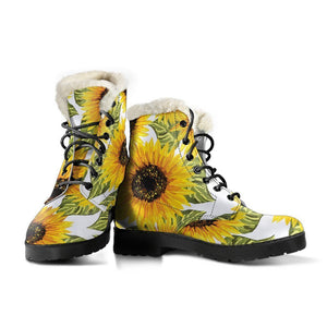 Doodle Sunflower Pattern Print Comfy Boots GearFrost