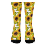 Doodle Sunflower Pattern Print Crew Socks