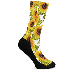 Doodle Sunflower Pattern Print Crew Socks