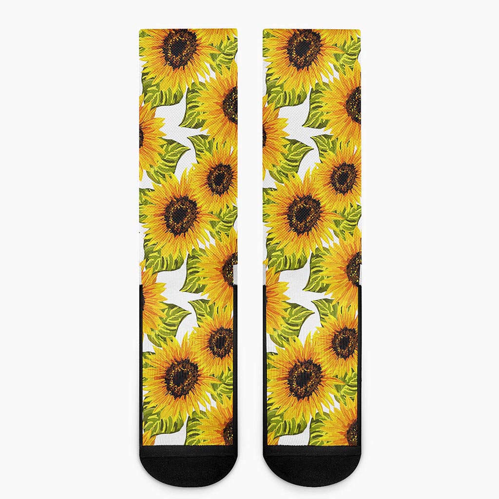 Doodle Sunflower Pattern Print Crew Socks