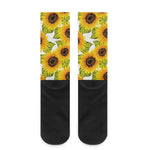 Doodle Sunflower Pattern Print Crew Socks