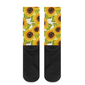 Doodle Sunflower Pattern Print Crew Socks