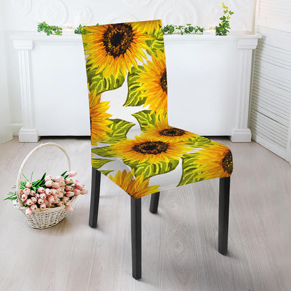 Doodle Sunflower Pattern Print Dining Chair Slipcover