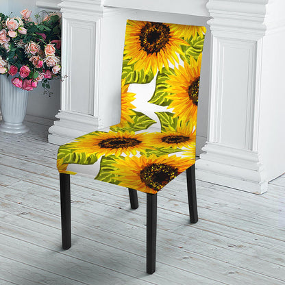 Doodle Sunflower Pattern Print Dining Chair Slipcover