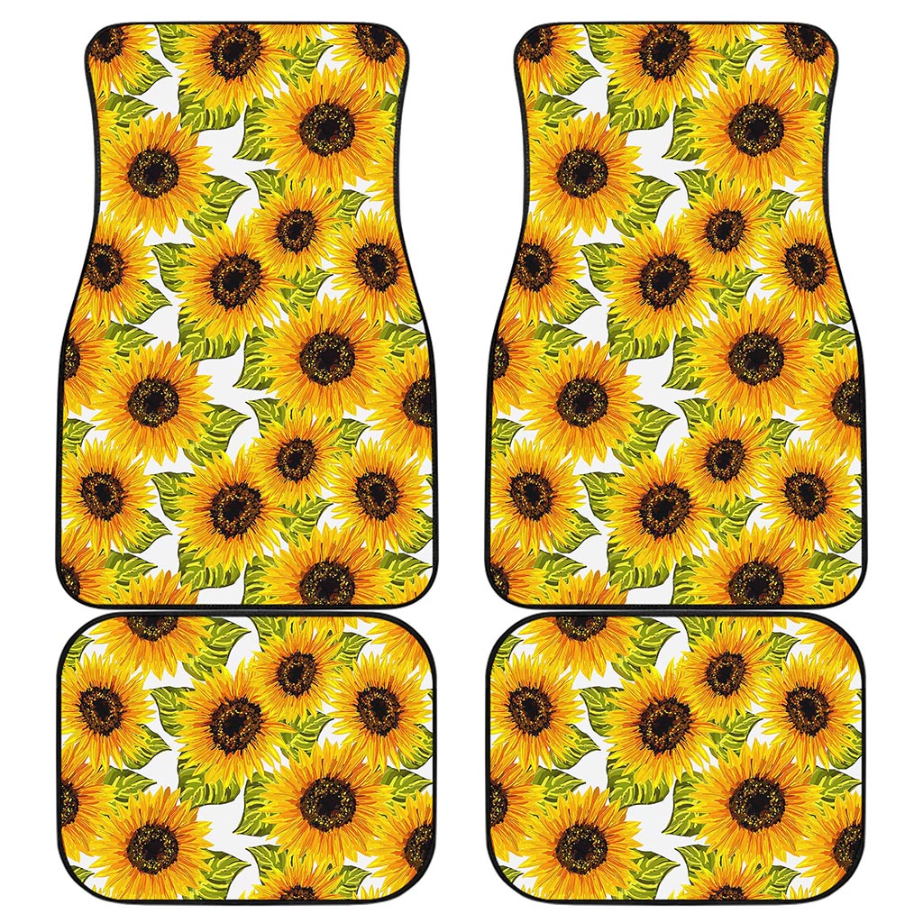 Doodle Sunflower Pattern Print Front and Back Car Floor Mats
