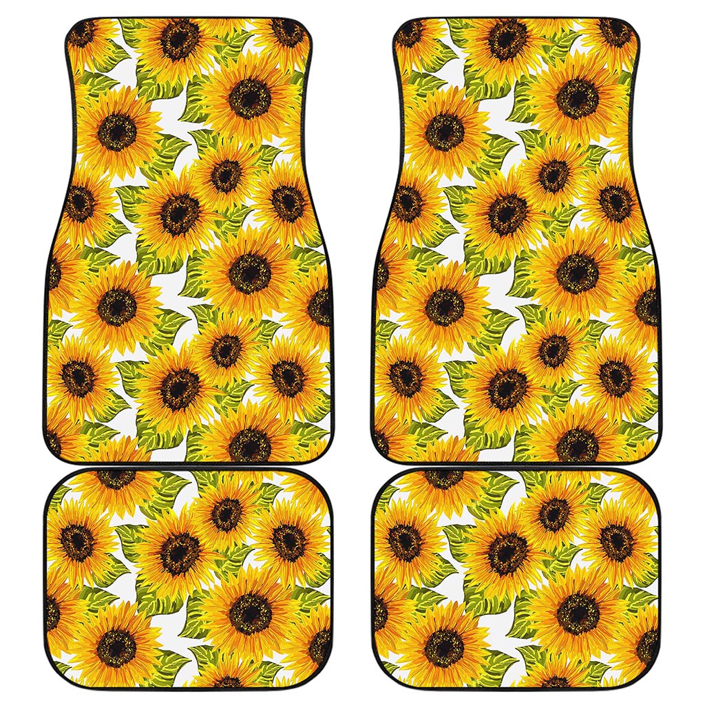 Doodle Sunflower Pattern Print Front and Back Car Floor Mats