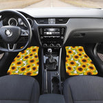 Doodle Sunflower Pattern Print Front and Back Car Floor Mats