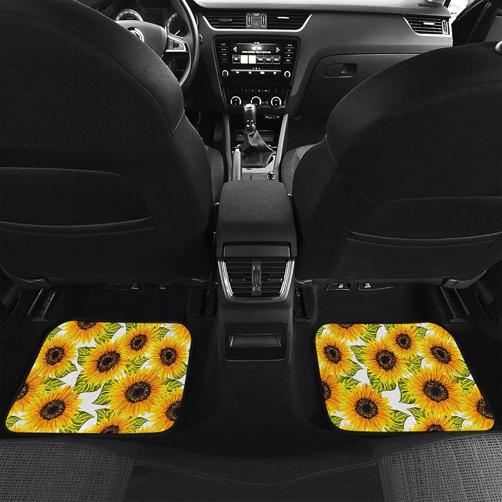 Doodle Sunflower Pattern Print Front and Back Car Floor Mats