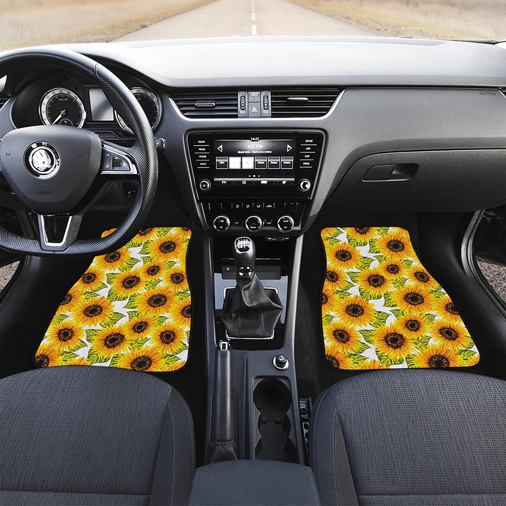 Doodle Sunflower Pattern Print Front Car Floor Mats
