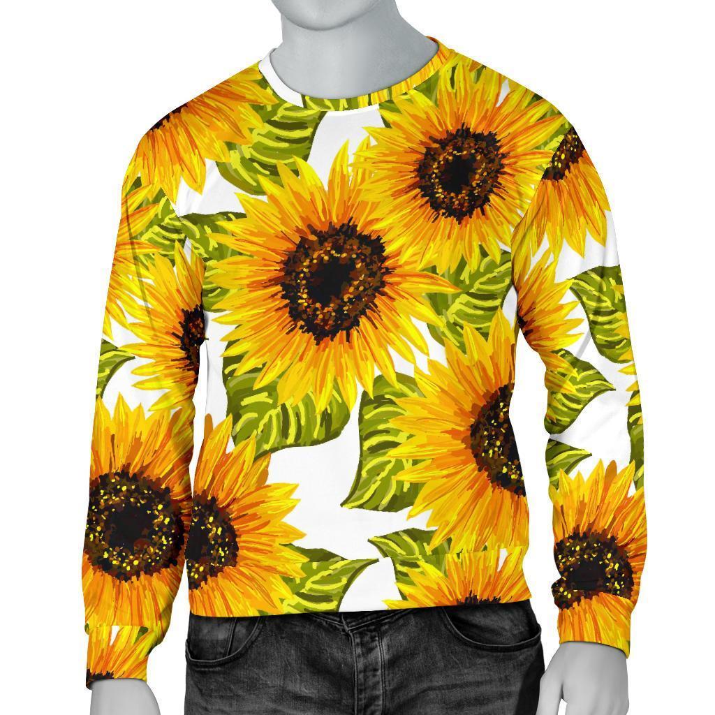 Doodle Sunflower Pattern Print Men's Crewneck Sweatshirt GearFrost