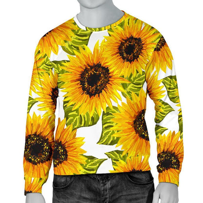 Doodle Sunflower Pattern Print Men's Crewneck Sweatshirt GearFrost