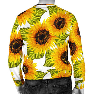 Doodle Sunflower Pattern Print Men's Crewneck Sweatshirt GearFrost