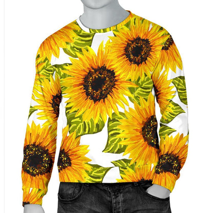 Doodle Sunflower Pattern Print Men's Crewneck Sweatshirt GearFrost