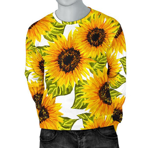 Doodle Sunflower Pattern Print Men's Crewneck Sweatshirt GearFrost