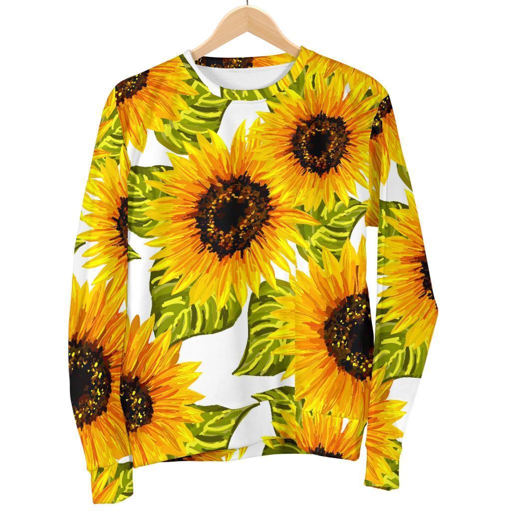 Doodle Sunflower Pattern Print Men's Crewneck Sweatshirt GearFrost