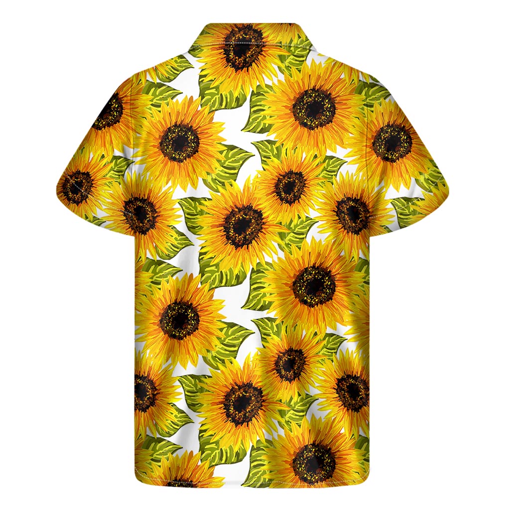 Doodle Sunflower Pattern Print Men's Short Sleeve Shirt