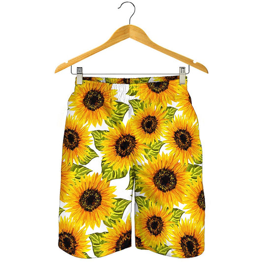 Doodle Sunflower Pattern Print Men's Shorts