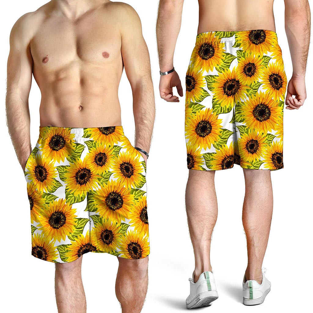 Doodle Sunflower Pattern Print Men's Shorts