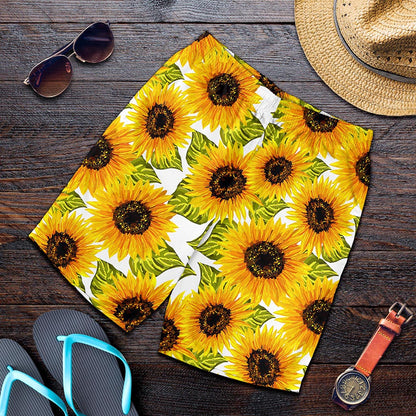 Doodle Sunflower Pattern Print Men's Shorts