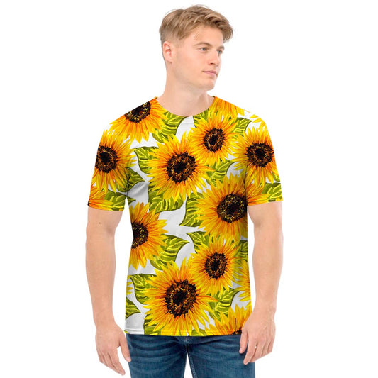 Doodle Sunflower Pattern Print Men's T-Shirt