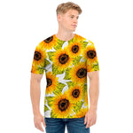 Doodle Sunflower Pattern Print Men's T-Shirt